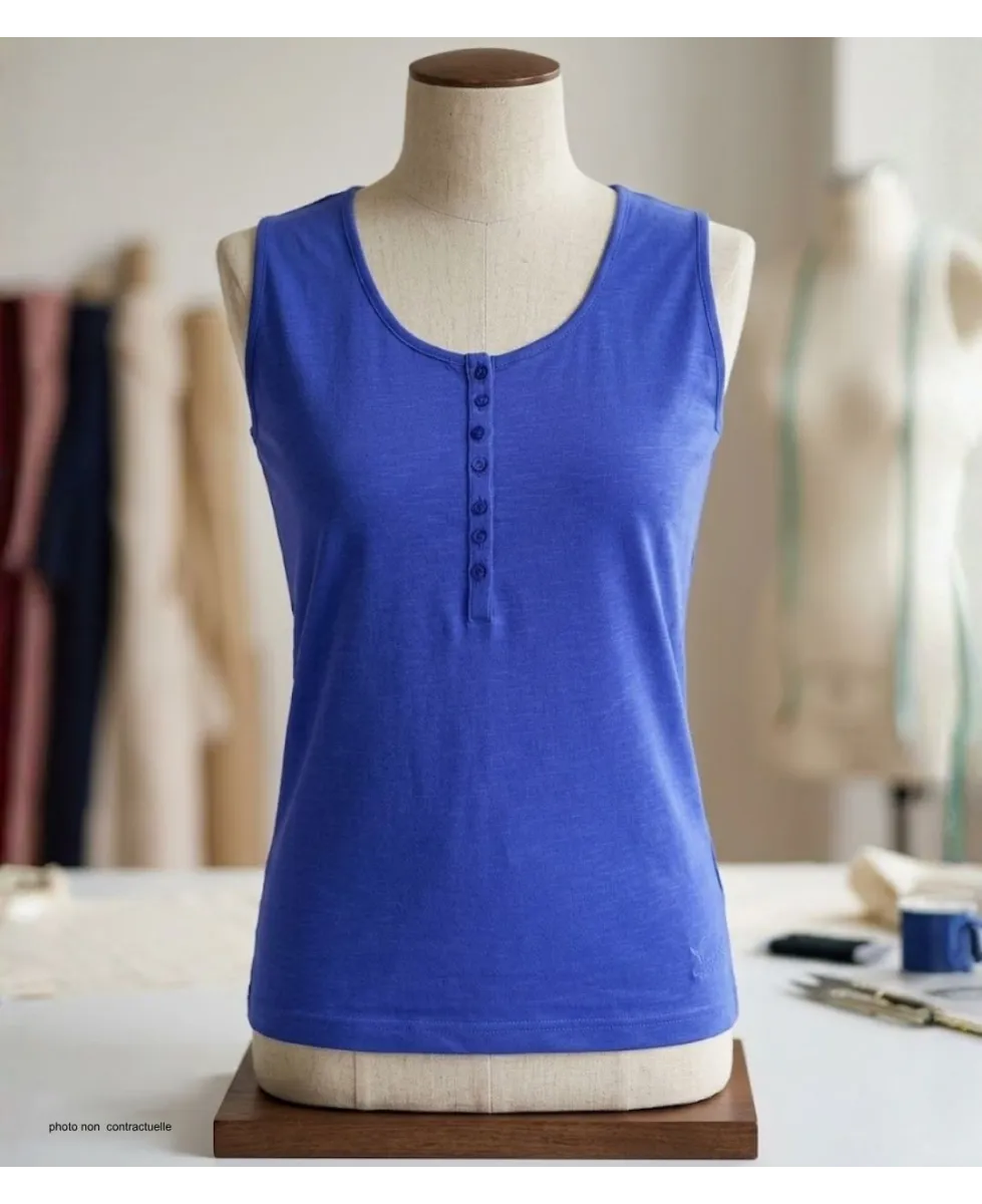 Débardeur femme DALTON5 MAYFLOWER - Top tunisien indigo coton