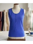 Débardeur femme DALTON5 MAYFLOWER - Top tunisien indigo coton