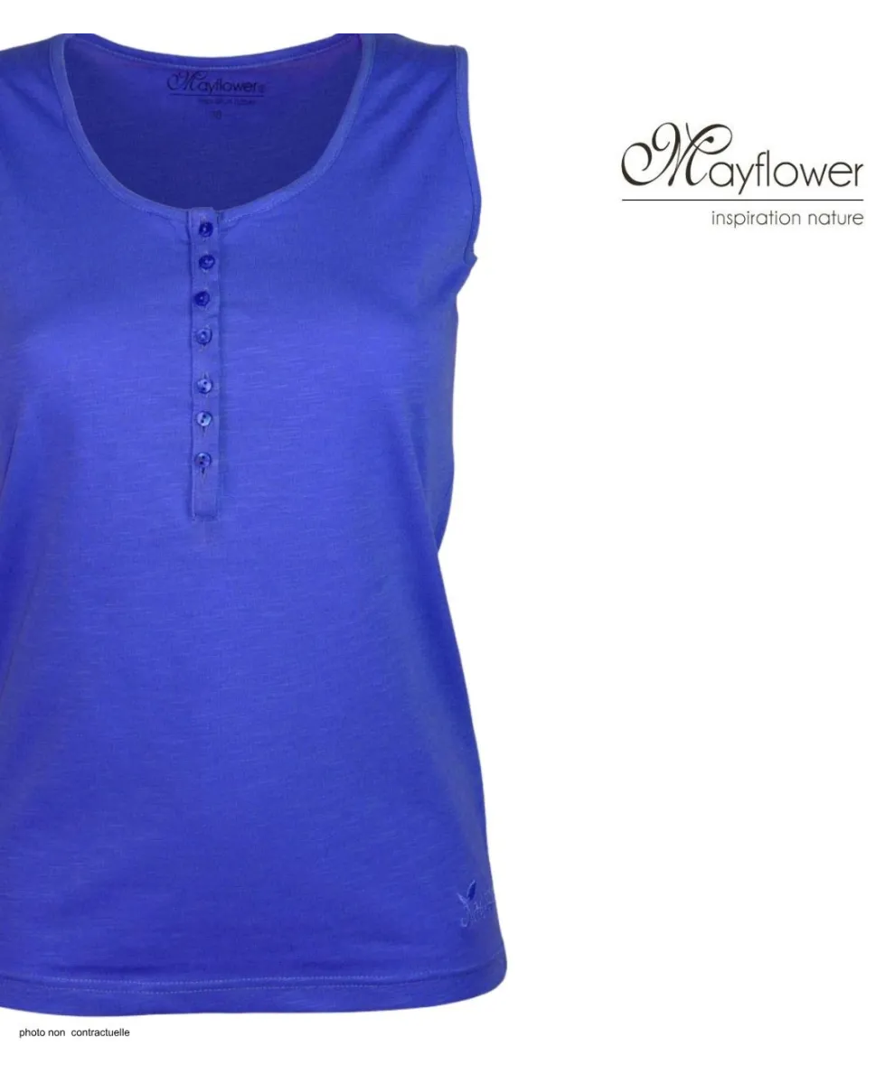 Débardeur femme DALTON5 MAYFLOWER - Top tunisien indigo coton