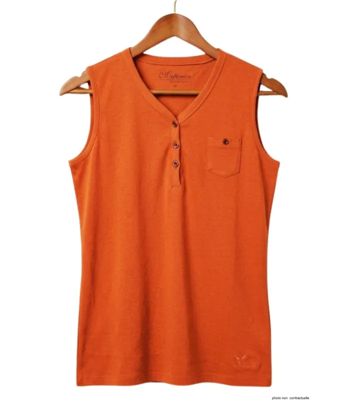 Débardeur femme DARGO2 MAYFLOWER - Top tunisien orange coton