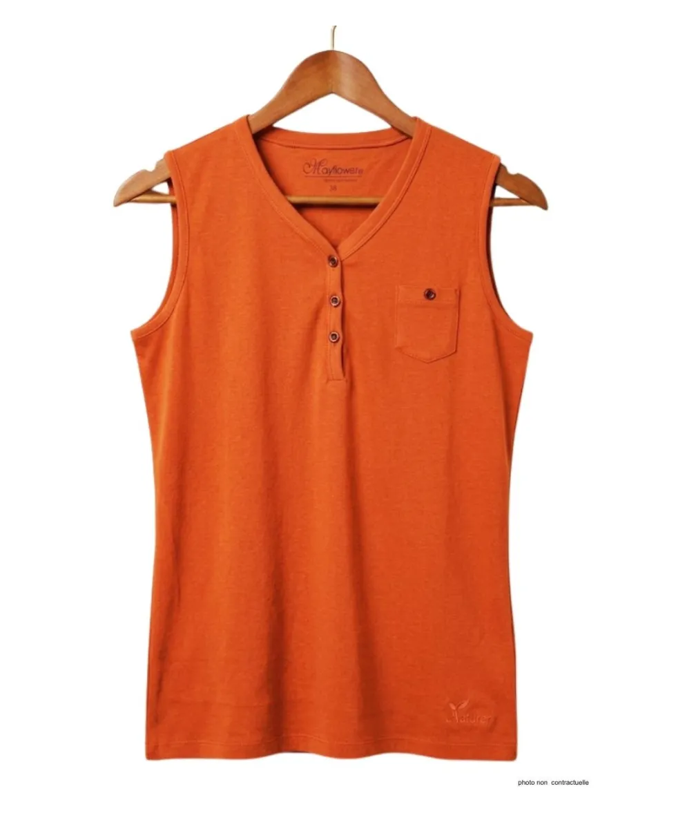 Débardeur femme DARGO2 MAYFLOWER - Top tunisien orange coton