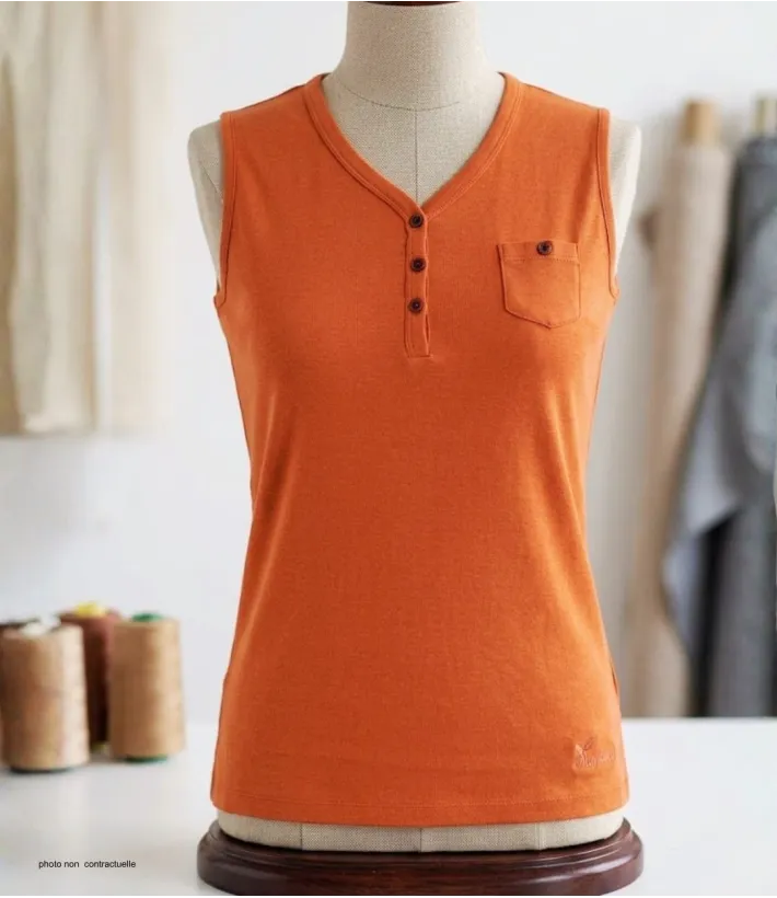 Débardeur femme DARGO2 MAYFLOWER - Top tunisien orange coton