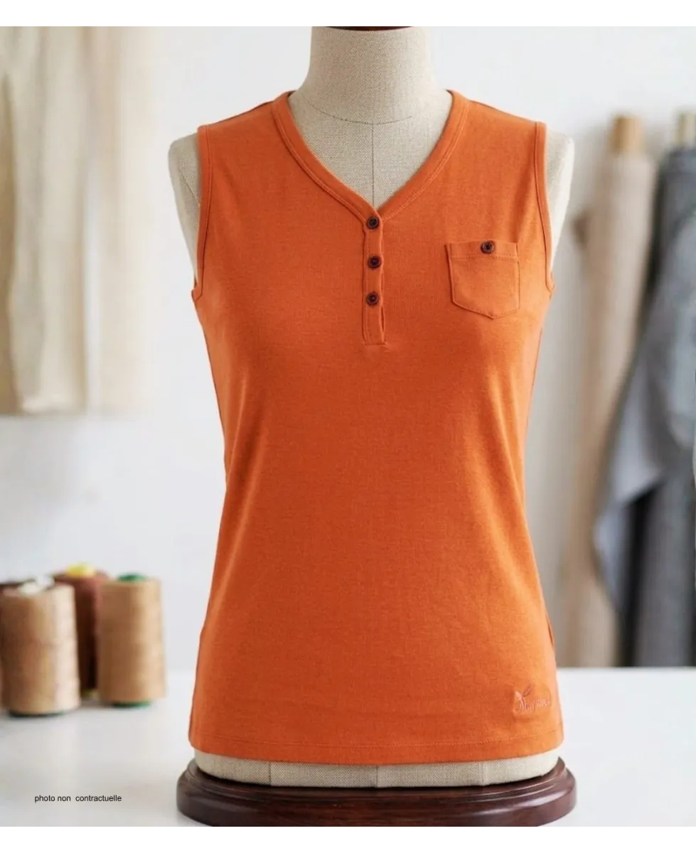Débardeur femme DARGO2 MAYFLOWER - Top tunisien orange coton