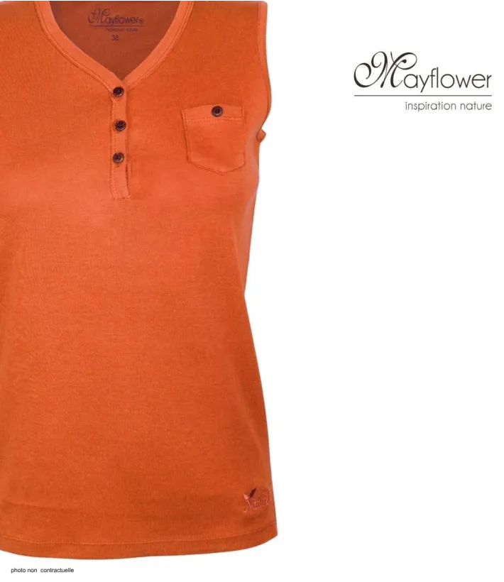 Débardeur femme DARGO2 MAYFLOWER - Top tunisien orange coton