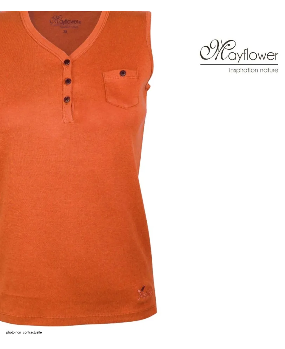 Débardeur femme DARGO2 MAYFLOWER - Top tunisien orange coton