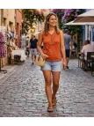 Débardeur femme DARGO2 MAYFLOWER - Top tunisien orange coton