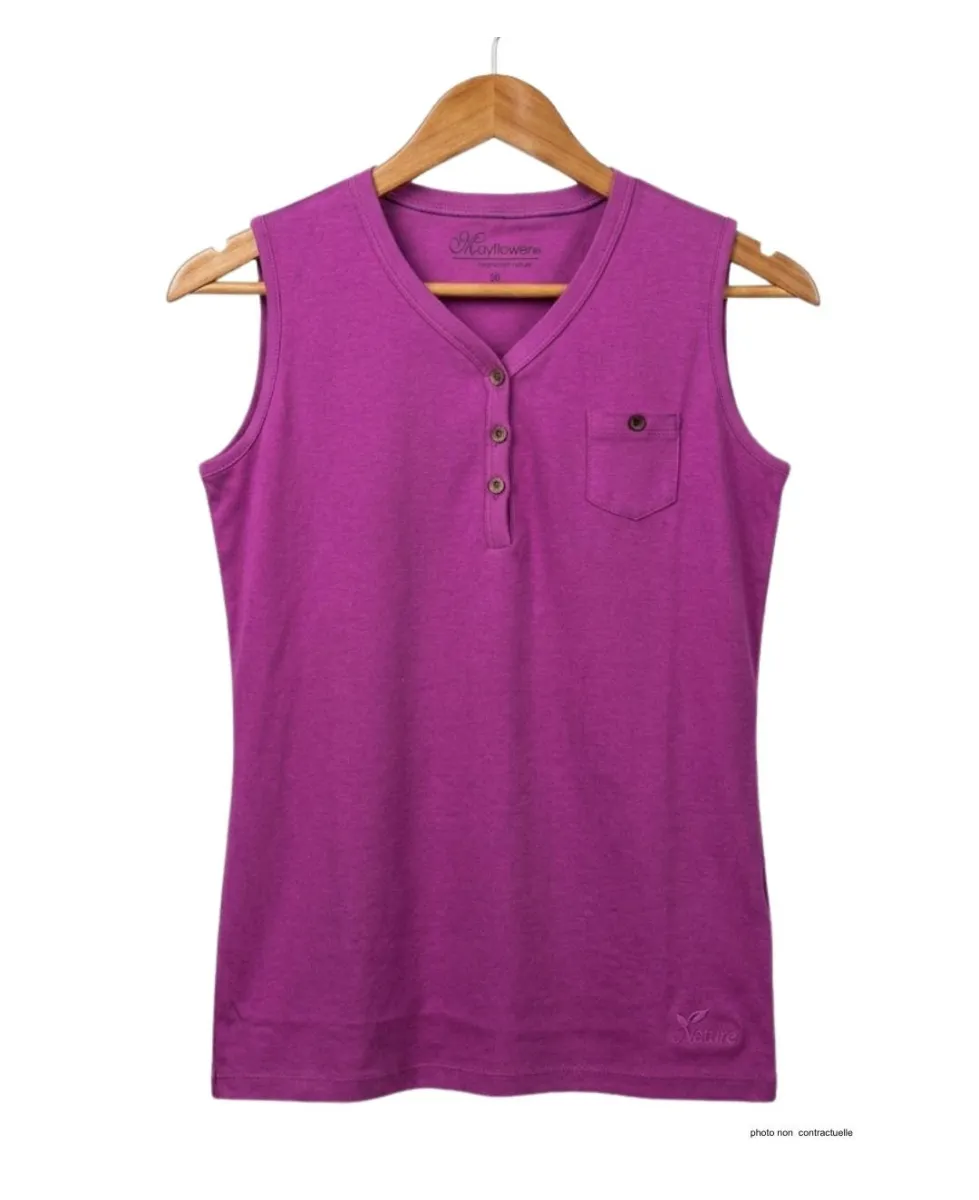 Débardeur pourpre femme MAYFLOWER DARGO3 - Coton & Col Tunisien