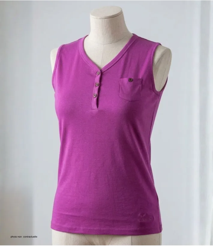 Débardeur pourpre femme MAYFLOWER DARGO3 - Coton & Col Tunisien