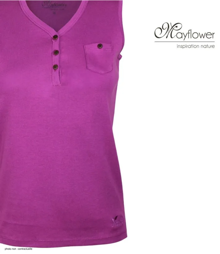 Débardeur pourpre femme MAYFLOWER DARGO3 - Coton & Col Tunisien