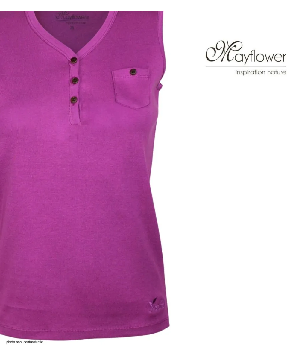 Débardeur pourpre femme MAYFLOWER DARGO3 - Coton & Col Tunisien