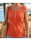 Débardeur orange pour homme Mayflower modèle ANDY2O en coton avec col tunisien boutonné et poche poitrine.