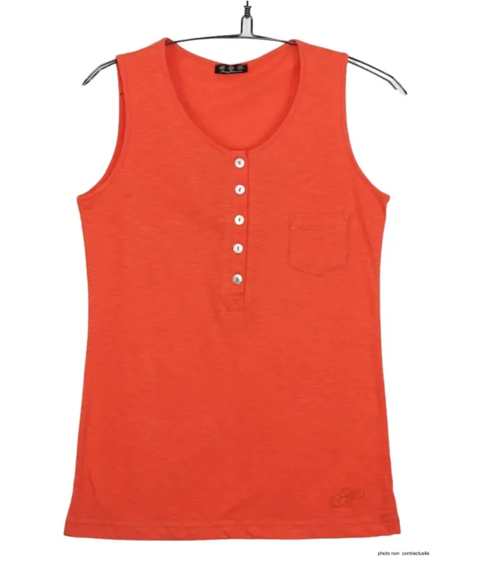 Mayflower ANDY2O Débardeur Homme Orange Col Tunisien Coton