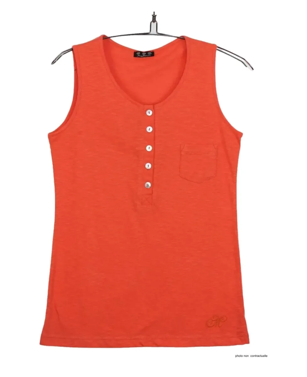 Mayflower ANDY2O Débardeur Homme Orange Col Tunisien Coton