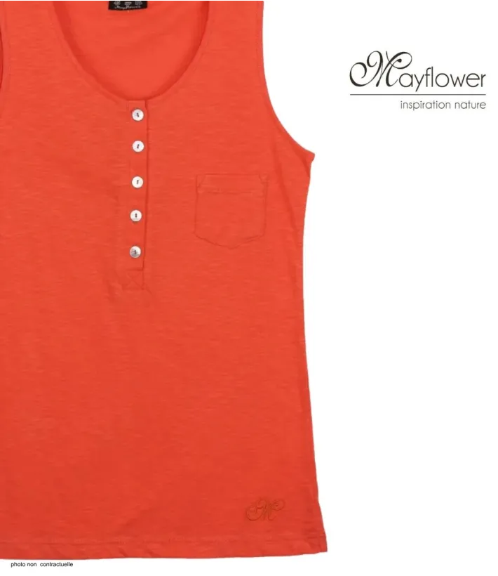 Mayflower ANDY2O Débardeur Homme Orange Col Tunisien Coton