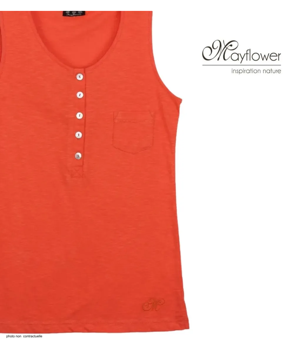 Mayflower ANDY2O Débardeur Homme Orange Col Tunisien Coton