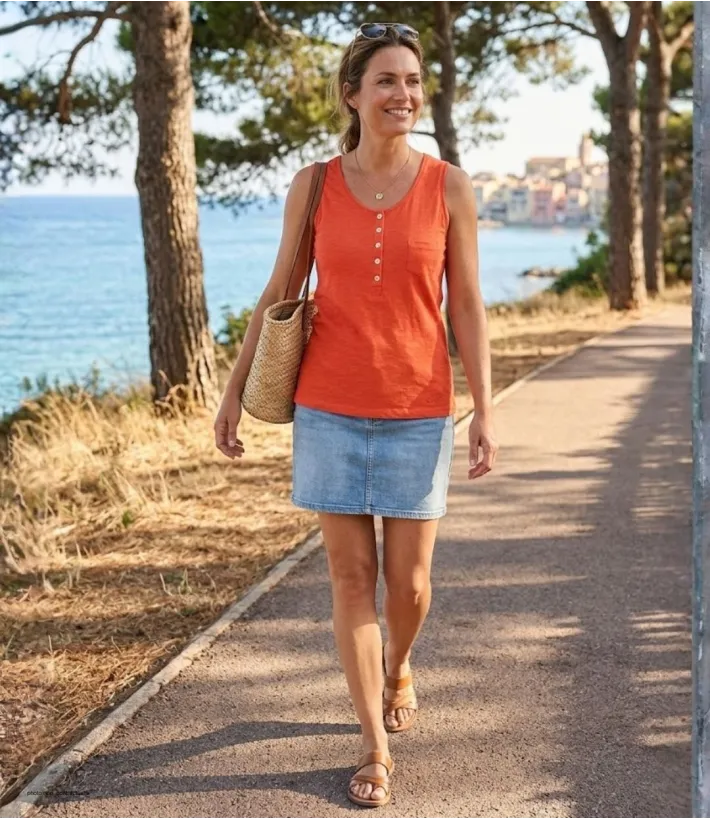 Mayflower ANDY2O Débardeur Homme Orange Col Tunisien Coton