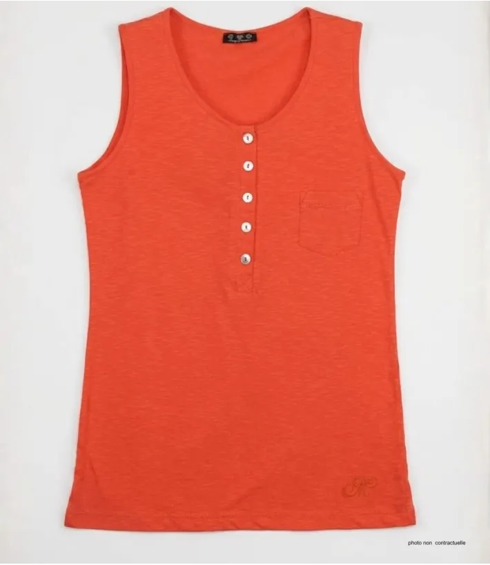 Mayflower ANDY2O Débardeur Homme Orange Col Tunisien Coton