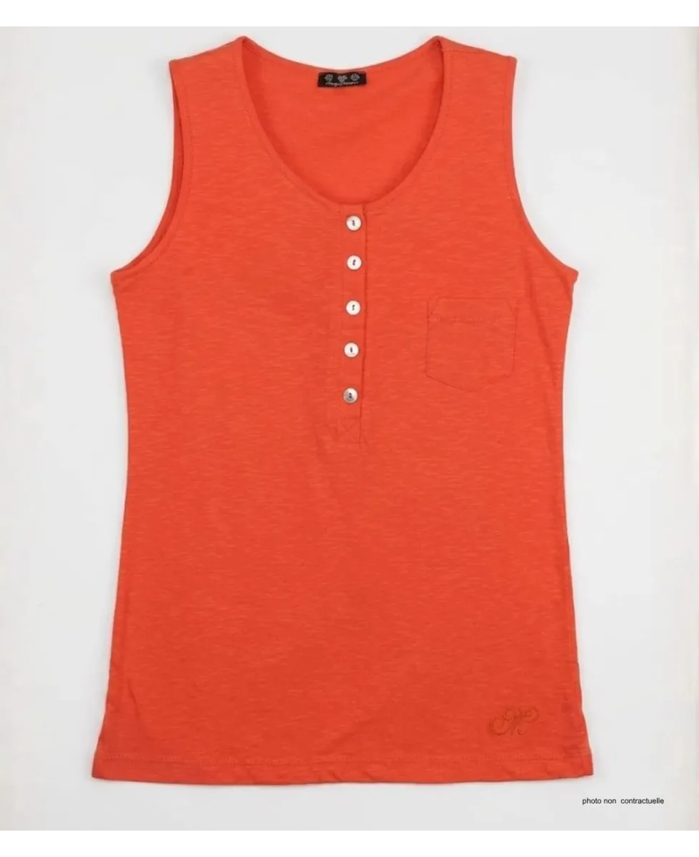 Mayflower ANDY2O Débardeur Homme Orange Col Tunisien Coton