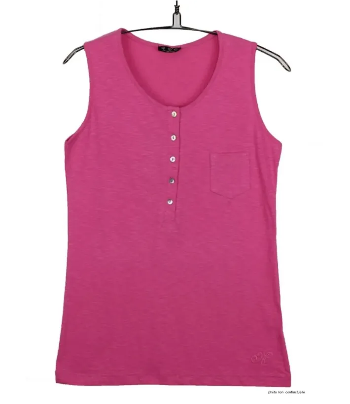 Mayflower ANDY3F Débardeur Femme Fuchsia Col Tunisien Coton