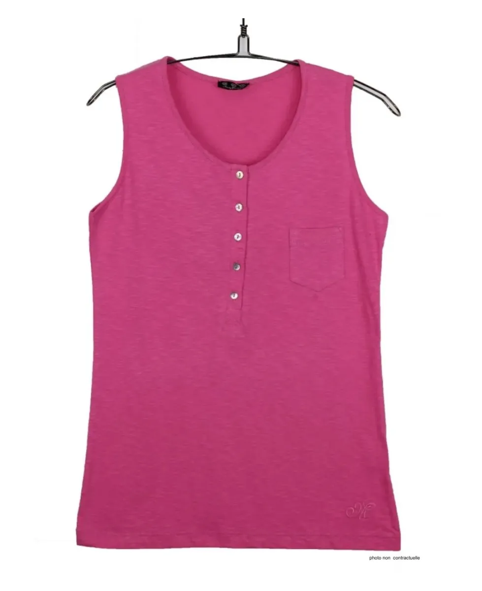 Mayflower ANDY3F Débardeur Femme Fuchsia Col Tunisien Coton
