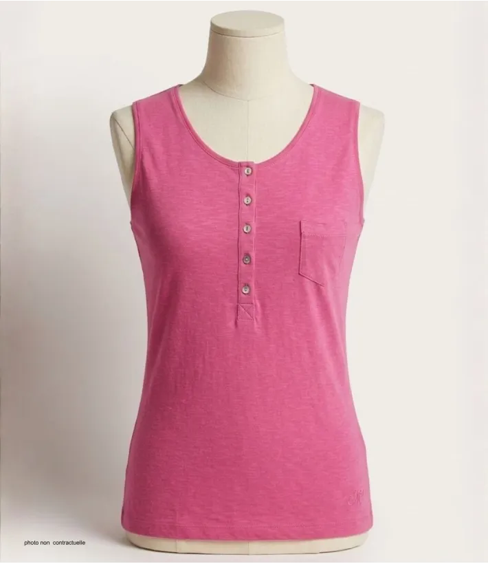 Mayflower ANDY3F Débardeur Femme Fuchsia Col Tunisien Coton