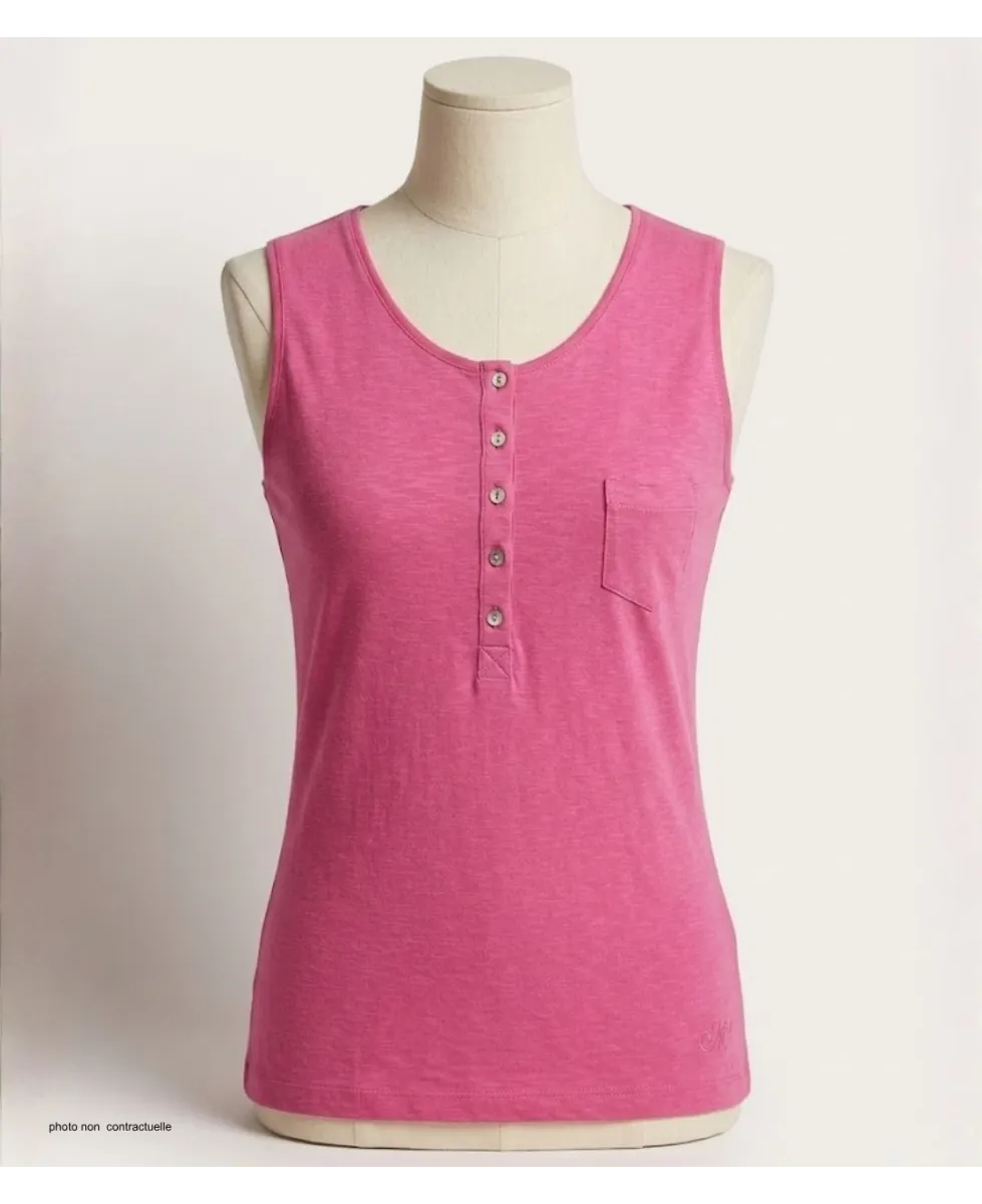 Mayflower ANDY3F Débardeur Femme Fuchsia Col Tunisien Coton