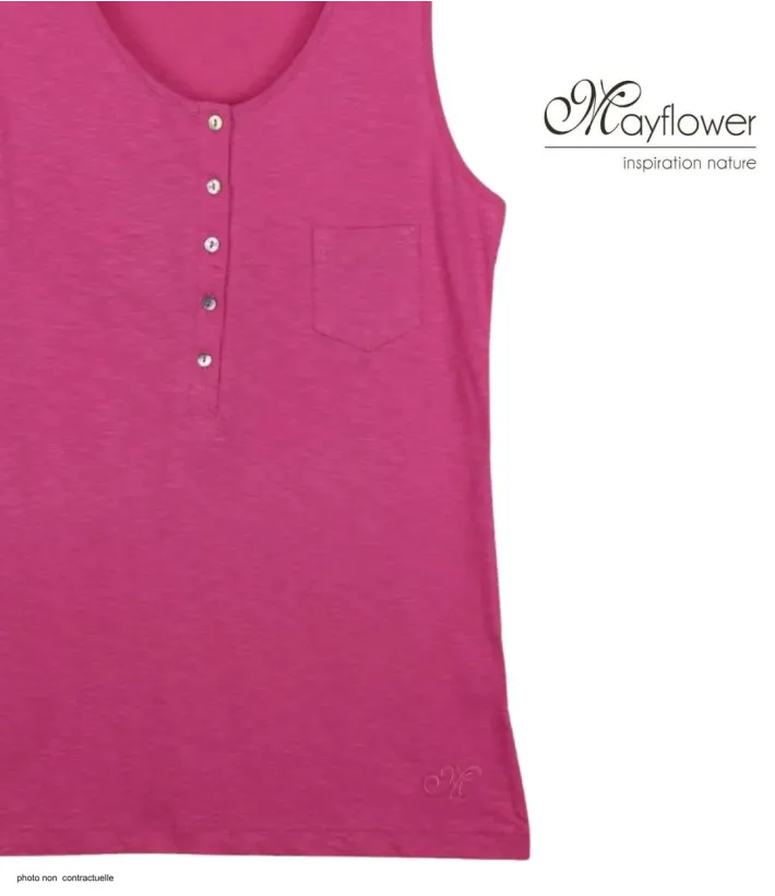 Mayflower ANDY3F Débardeur Femme Fuchsia Col Tunisien Coton