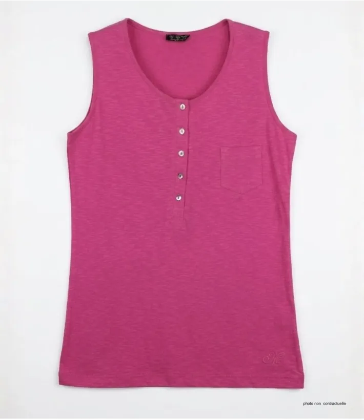 Mayflower ANDY3F Débardeur Femme Fuchsia Col Tunisien Coton