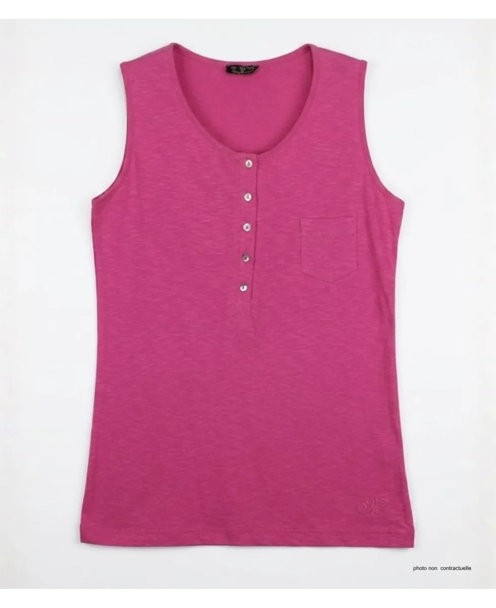 Mayflower ANDY3F Débardeur Femme Fuchsia Col Tunisien Coton