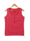 Axone EMIRAT1R Débardeur Grande Taille Coton Rayé Rouge