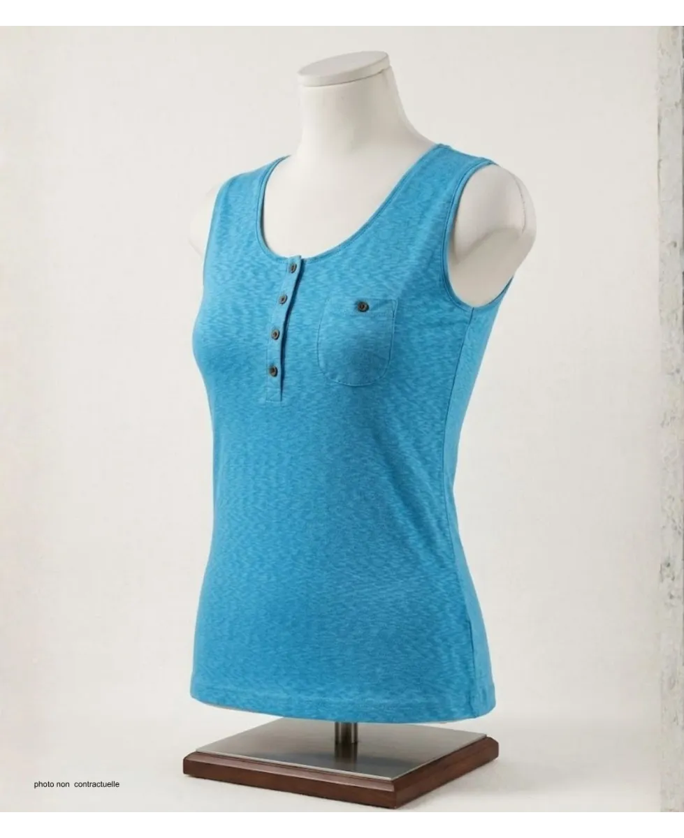 Axone GRAZIA1 Débardeur Grande Taille Coton Flammé Bleu