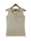 Axone GRAZIA3 Débardeur Grande Taille Coton Flammé Beige