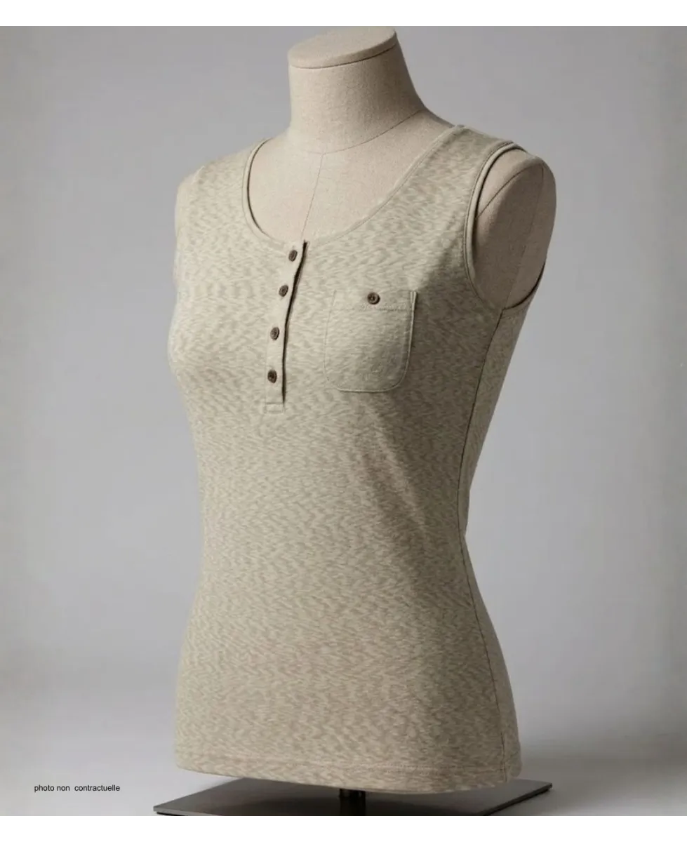 Axone GRAZIA3 Débardeur Grande Taille Coton Flammé Beige