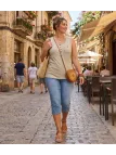 Axone GRAZIA3 Débardeur Grande Taille Coton Flammé Beige