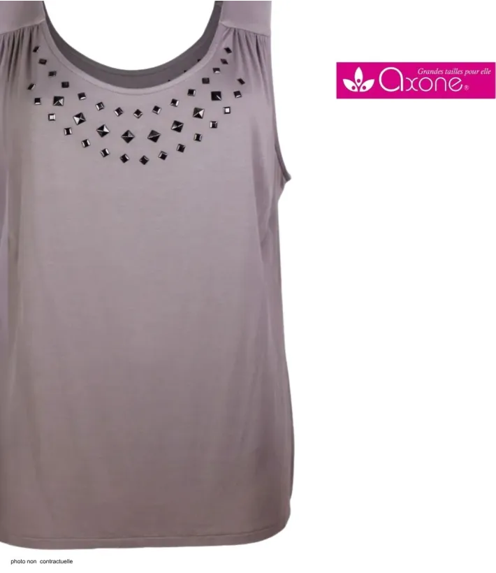 Axone TF344T Débardeur Grande Taille Stretch Taupe Clous