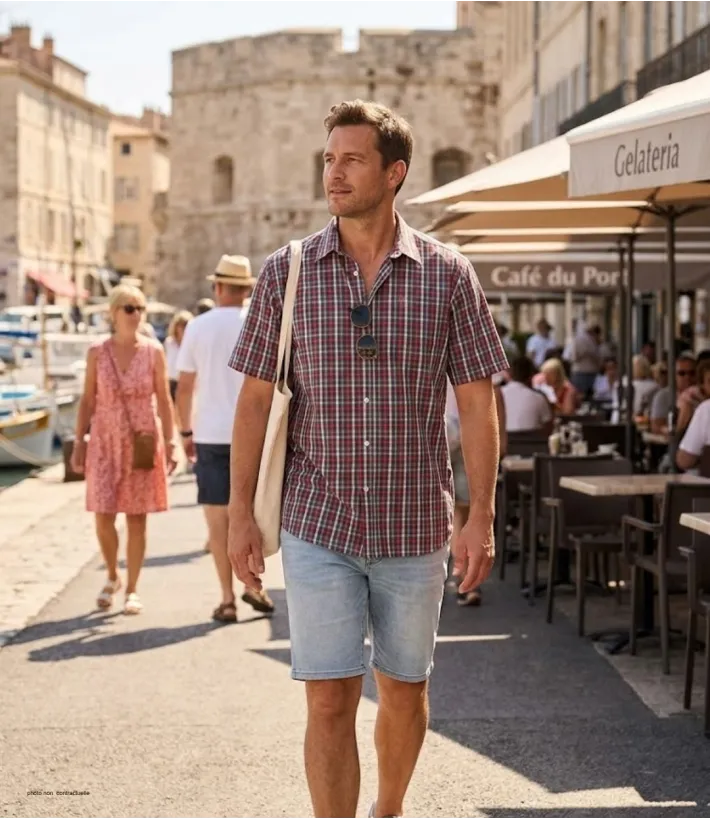 CHALLENGER B3103A Chemise Manches Courtes Carreaux Confort