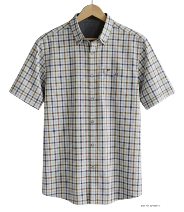 CHALLENGER B3124B Chemise Manches Courtes Carreaux Confort