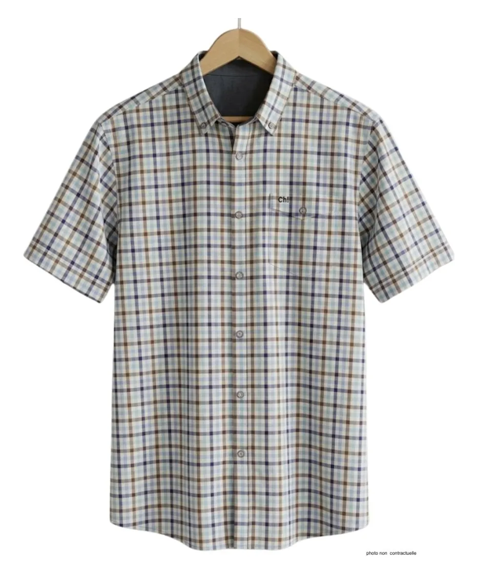 CHALLENGER B3124B Chemise Manches Courtes Carreaux Confort