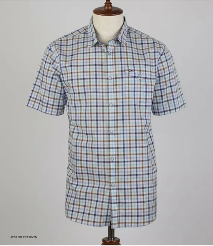 CHALLENGER B3124B Chemise Manches Courtes Carreaux Confort