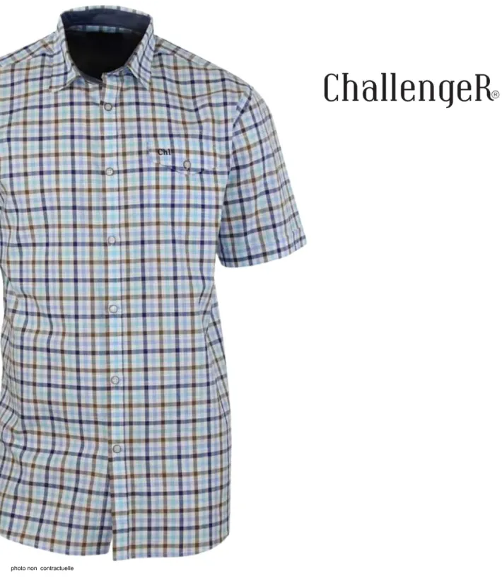 CHALLENGER B3124B Chemise Manches Courtes Carreaux Confort