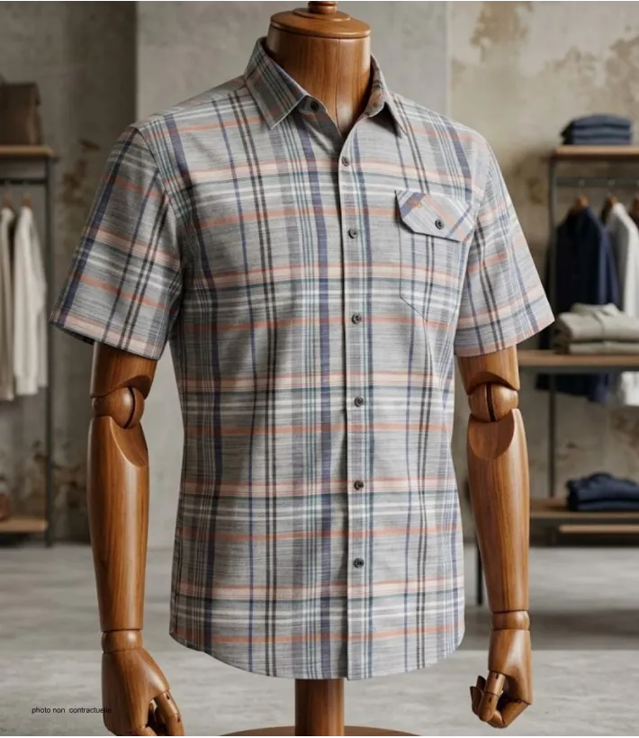 Chemise manches courtes CHALLENGER B3125B : confort 100% coton