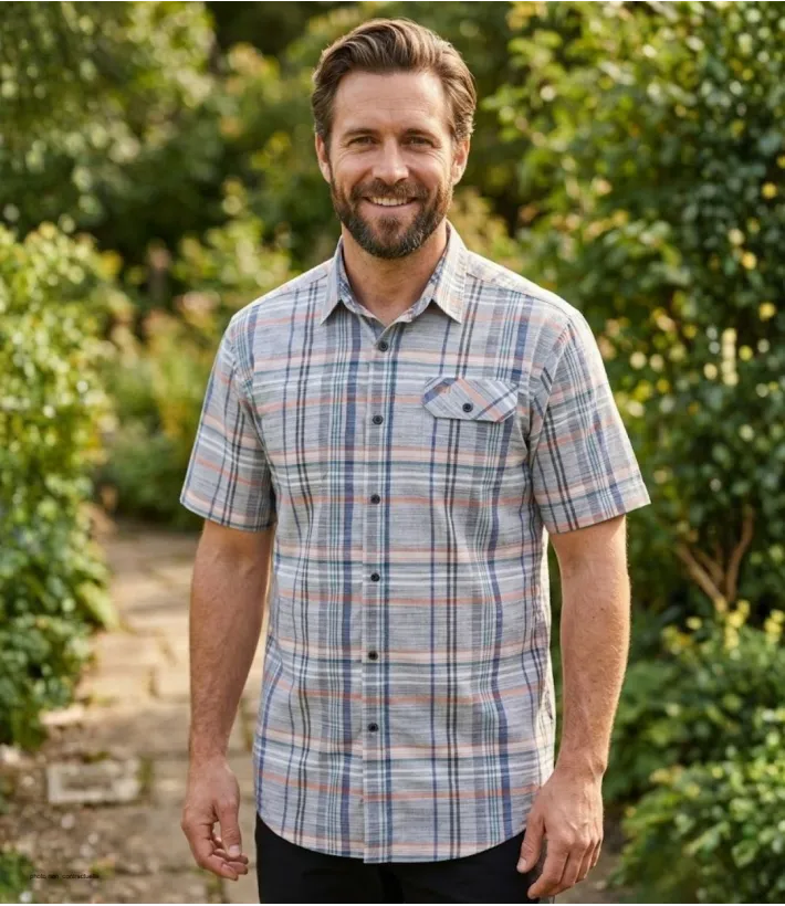 Chemise manches courtes CHALLENGER B3125B : confort 100% coton