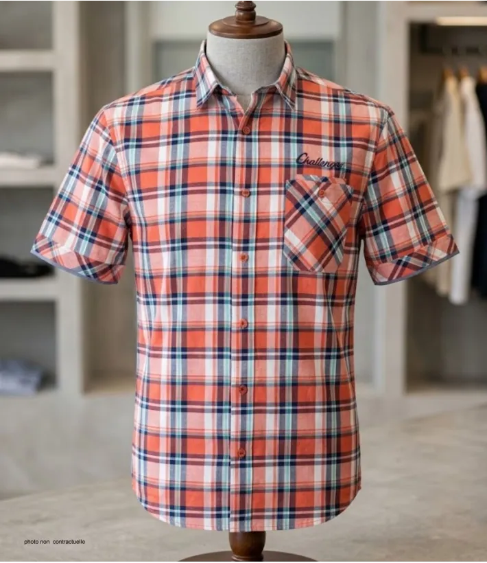 Chemise manches courtes CHALLENGER B3126A : confort coton