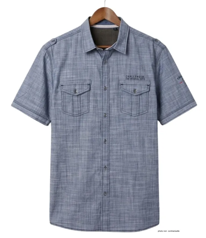 Chemise manches courtes CHALLENGER B3132A : style coton texturé