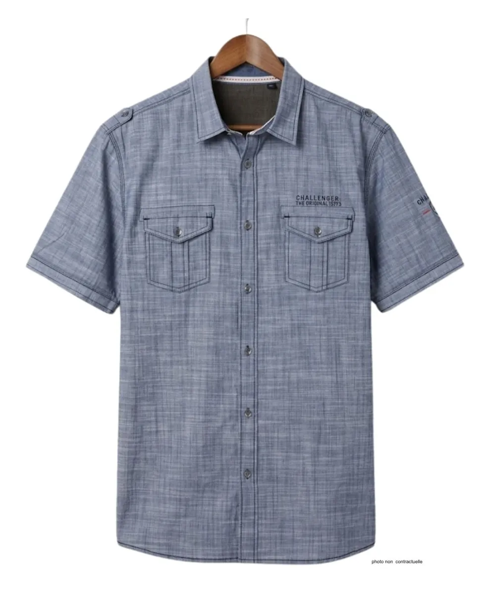 Chemise manches courtes CHALLENGER B3132A : style coton texturé
