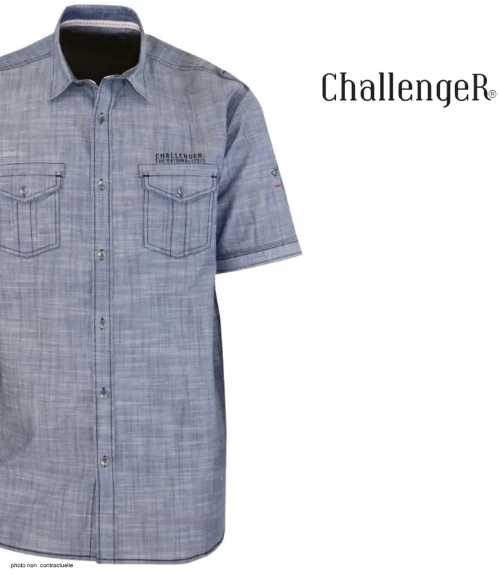 Chemise manches courtes CHALLENGER B3132A : style coton texturé