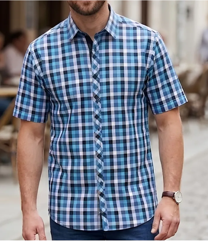 CHALLENGER B3141A - Chemise manches courtes confort turquoise