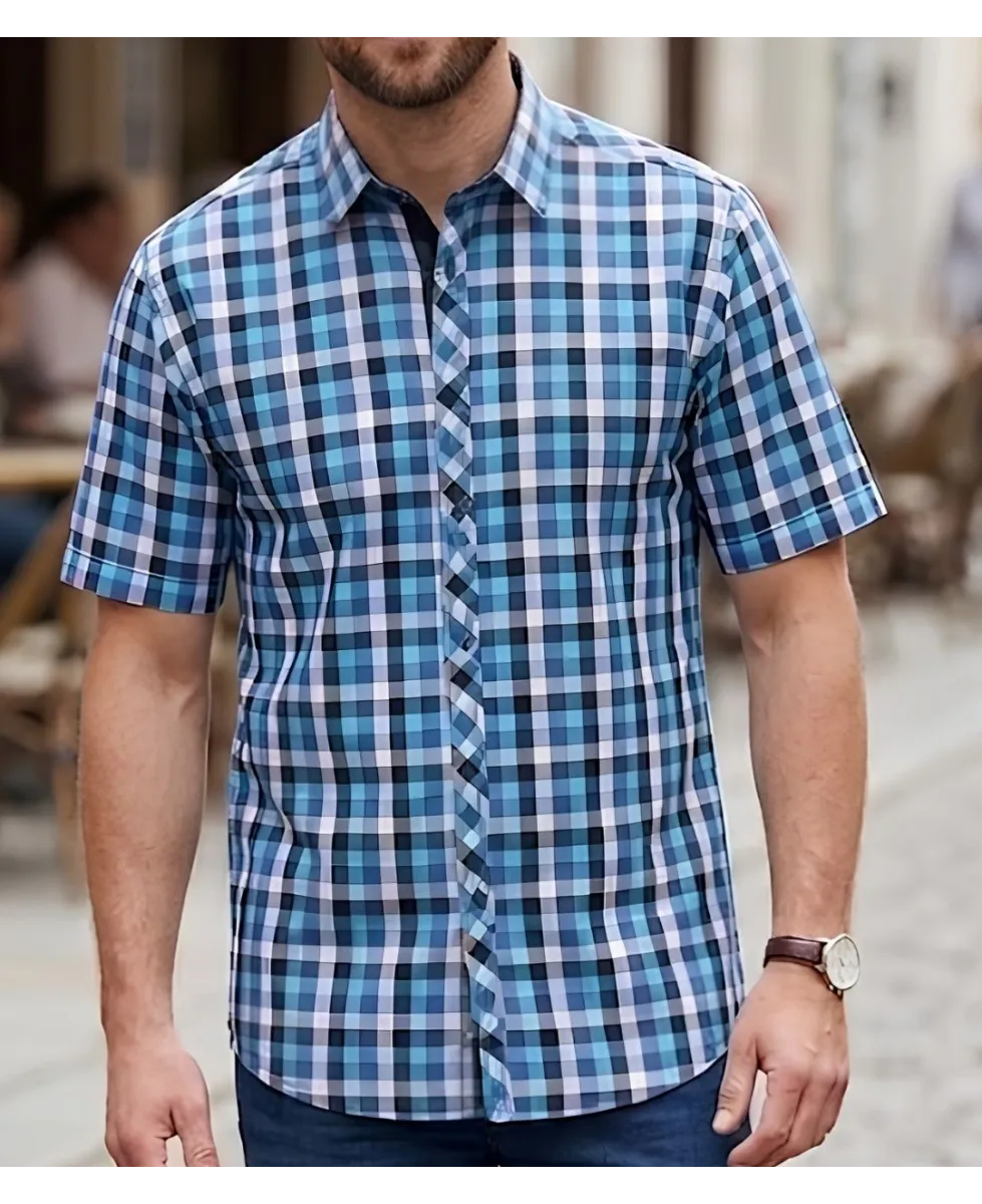 CHALLENGER B3141A - Chemise manches courtes confort turquoise
