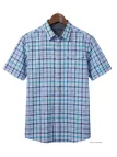 CHALLENGER CH4006 Chemise Manches Courtes 100% Coton Bleu