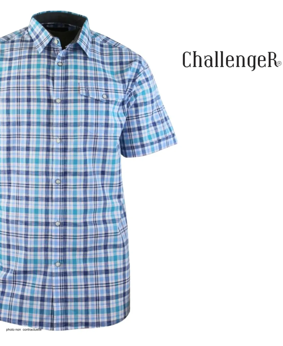 CHALLENGER CH4006 Chemise Manches Courtes 100% Coton Bleu